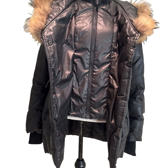 Rudsak Atelier Noir Sandra down Jacket Double Layer Zipper Real Fur Black size M - Picture 13 of 16